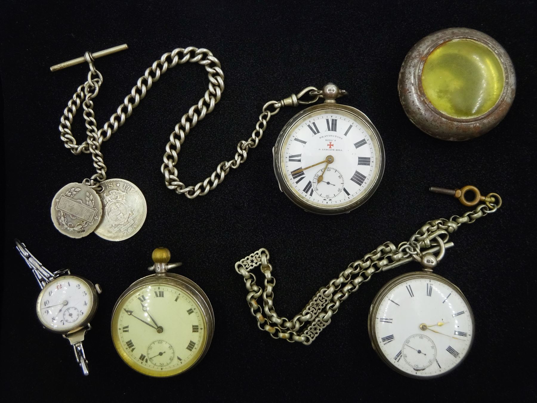 Edwardian silver fusee lever pocket watch by Bravingtons