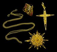 Middle Eastern gold jewellery including star brooch