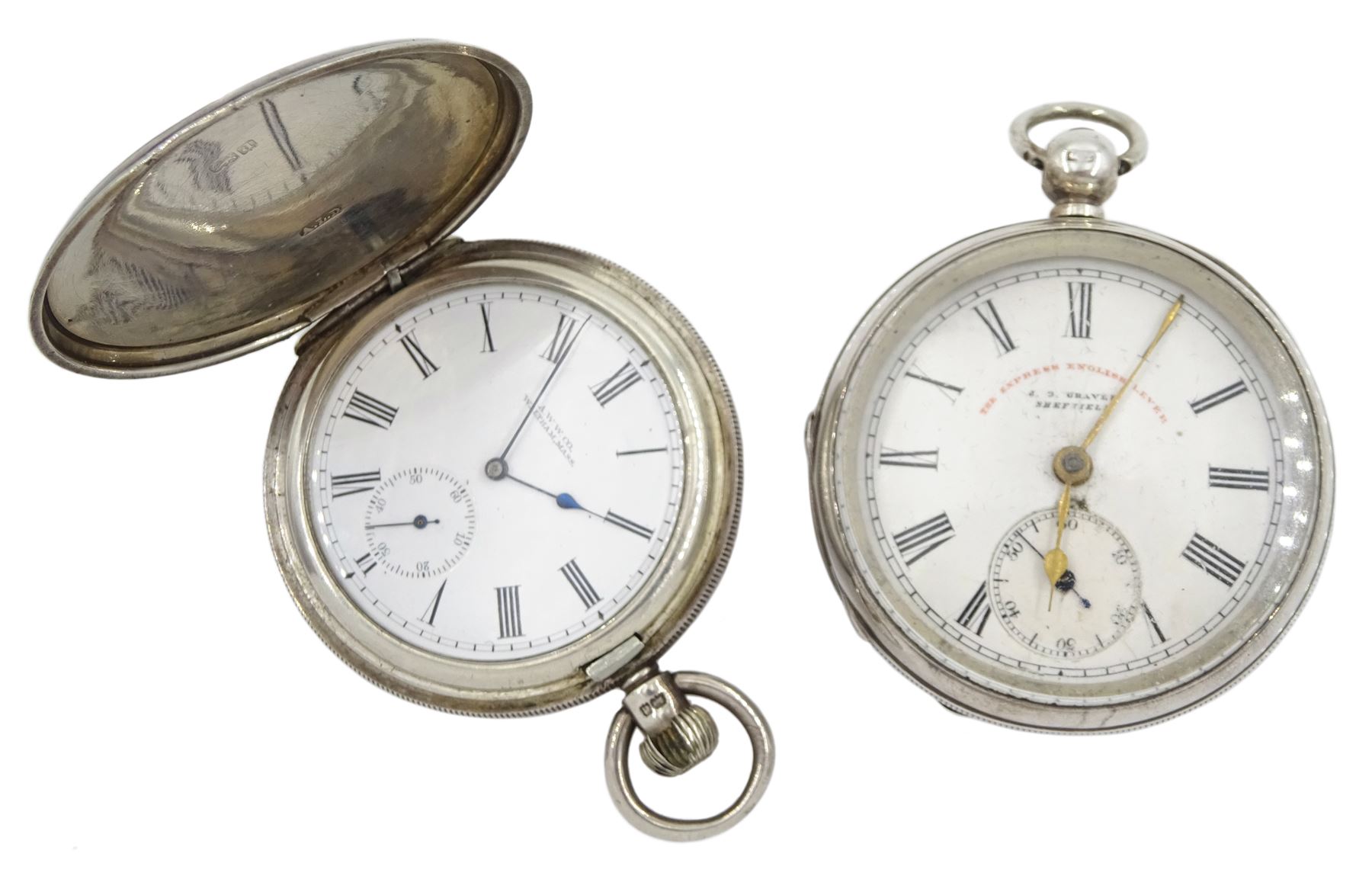 Silver full hunter keyless lever pocket watch by American Watch Co