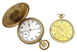 Elgin gold-plated full hunter lever pocket watch and an American Watch Co open face lever pocket wat