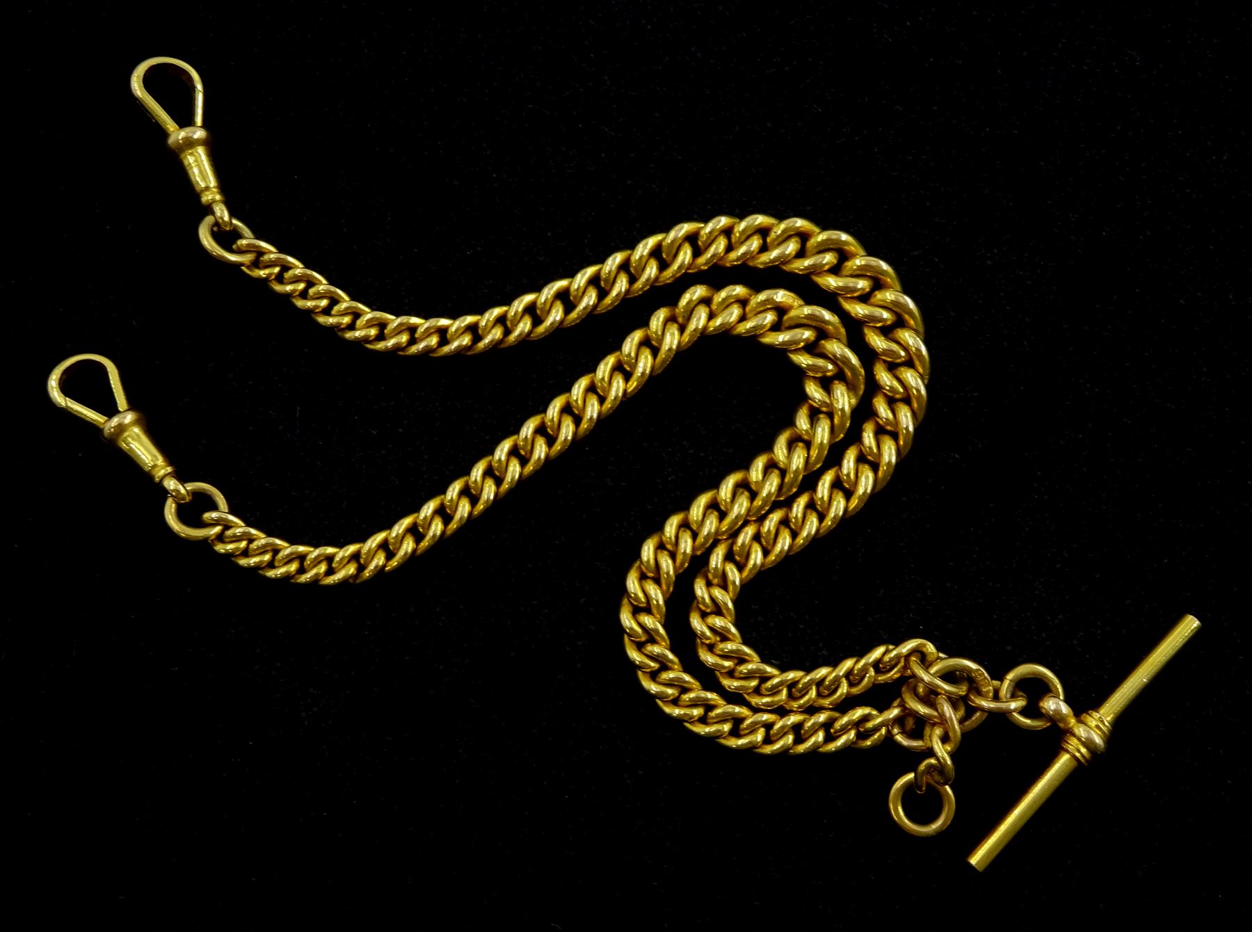 Early 20th century 9ct gold tapering Albert chain by W H Wilmot Ltd