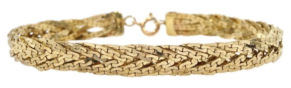 9ct gold flattened weave link bracelet