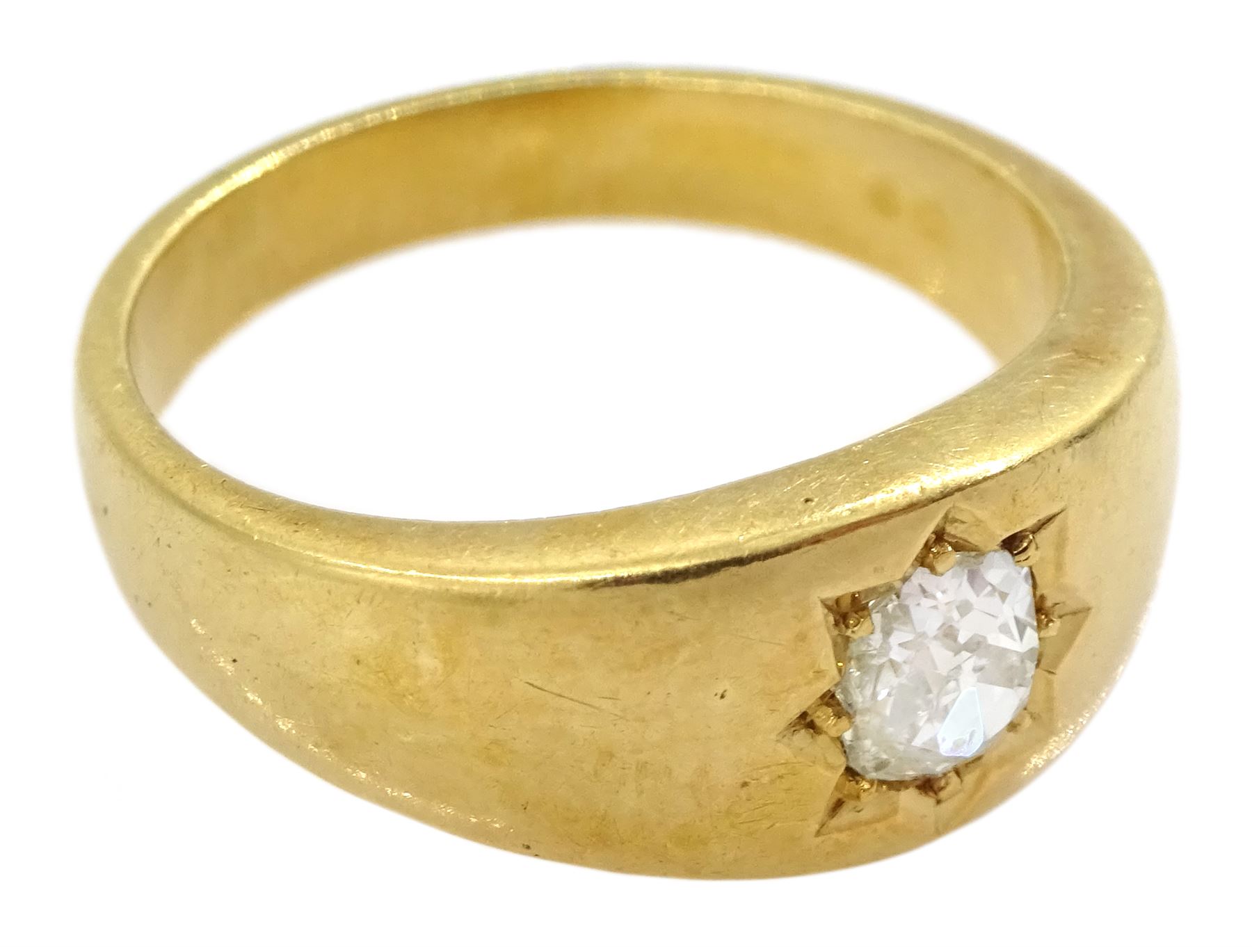 Early 20th century 18ct gold gypsy set single stone old cut diamond ring - Image 3 of 4