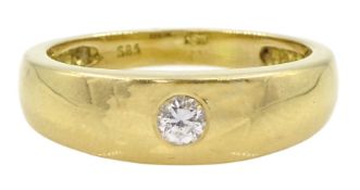 14ct gold gypsy set single stone cubic zirconia ring