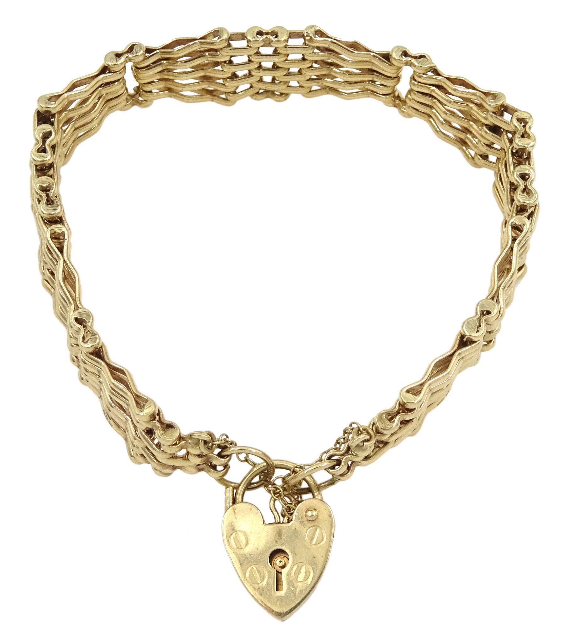 9ct gold fancy five bar link bracelet