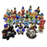 Large quantity of Murano glass clowns