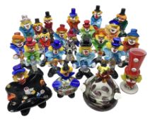 Large quantity of Murano glass clowns