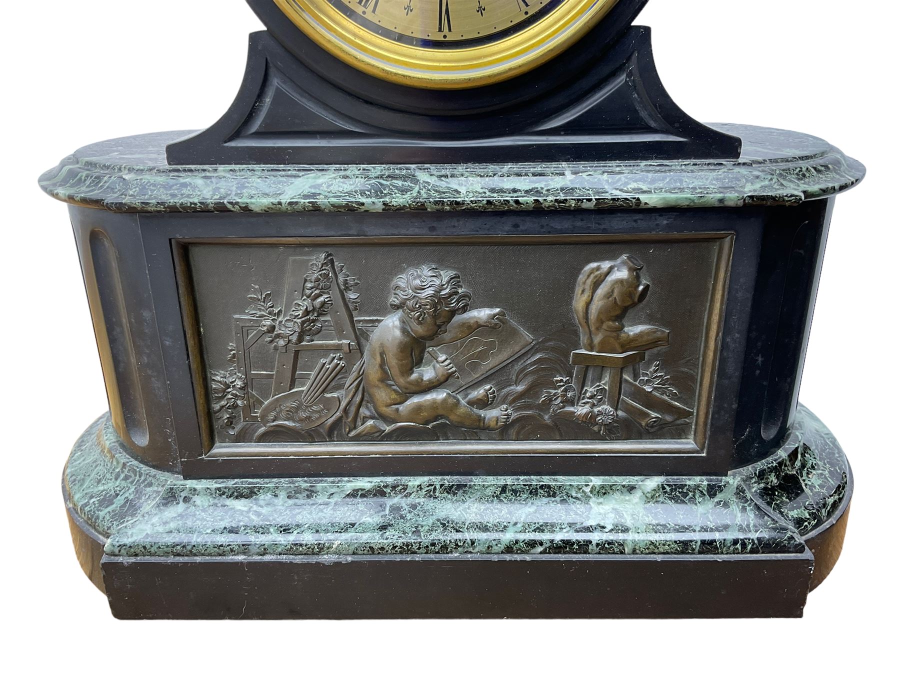 Martin Baskett & Martin - late 19th century Belgium slate and marble 8-day striking mantle clock - Image 4 of 6