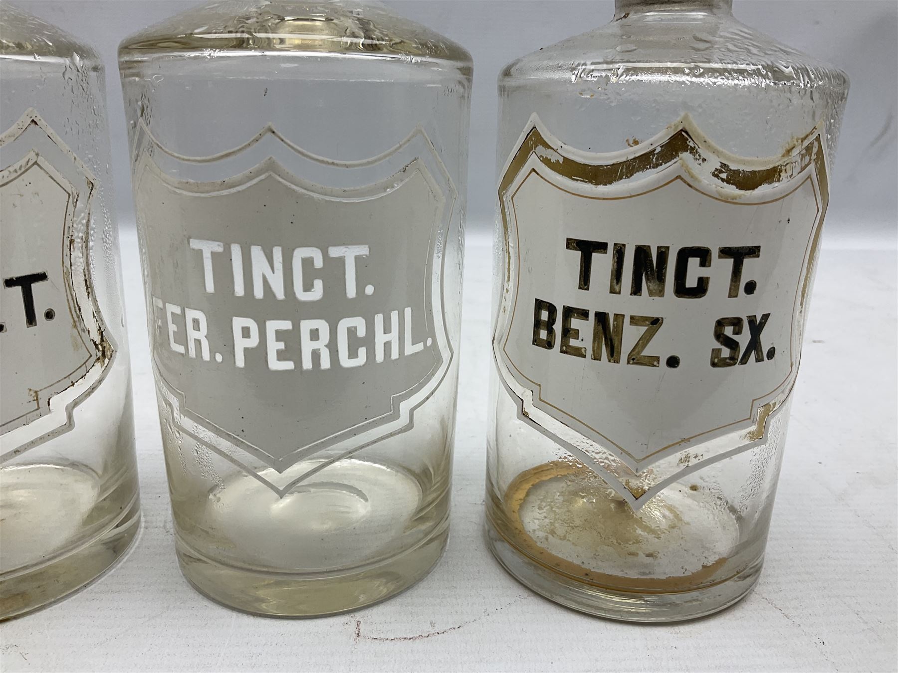 Three Victorian apothecary chemist bottles complete with labels and glass stoppers - Image 2 of 10