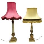 Two heavy oynx and brass mounted table lamps