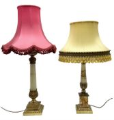 Two heavy oynx and brass mounted table lamps