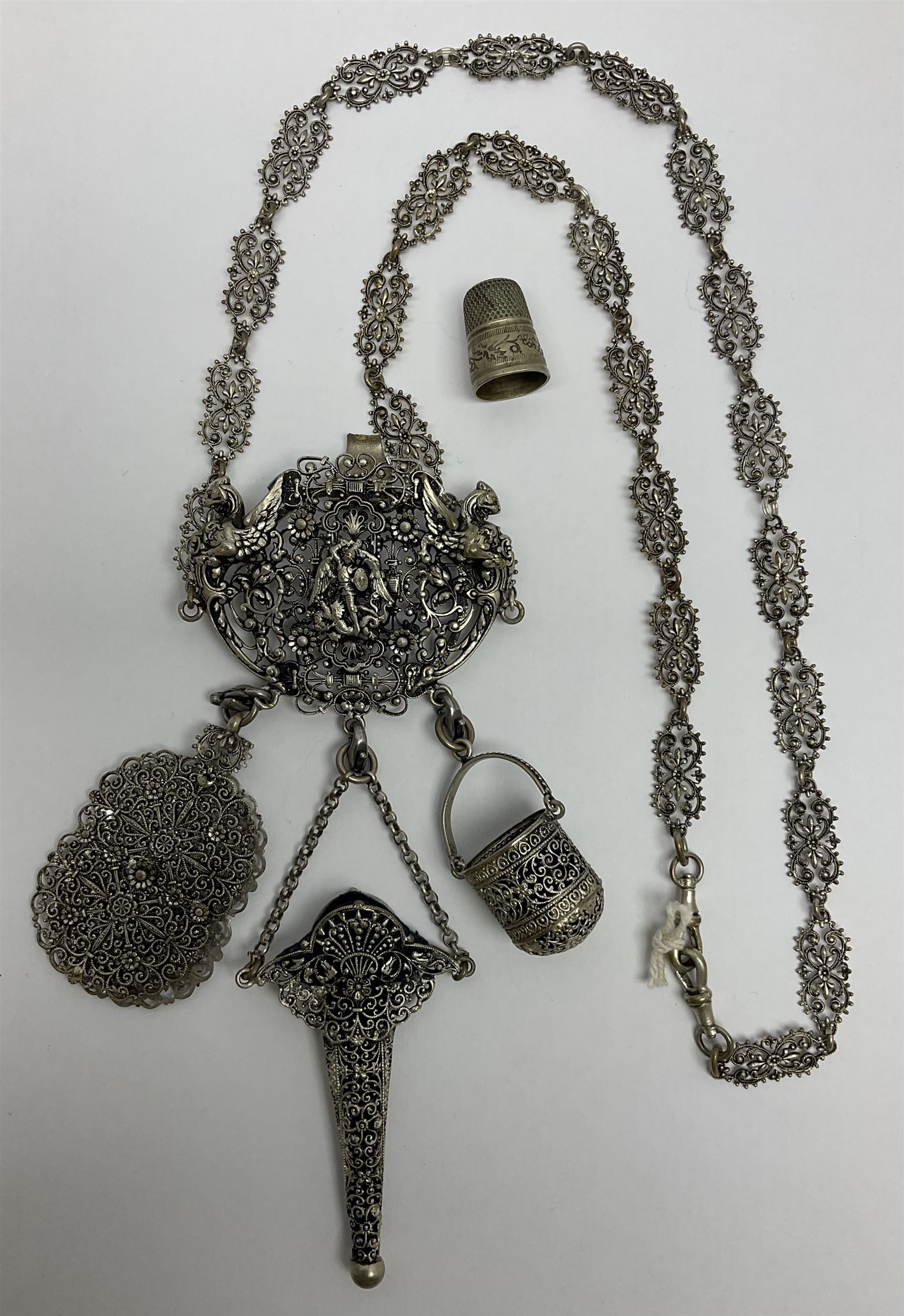 19th century continental silver plated chatelaine - Image 14 of 15