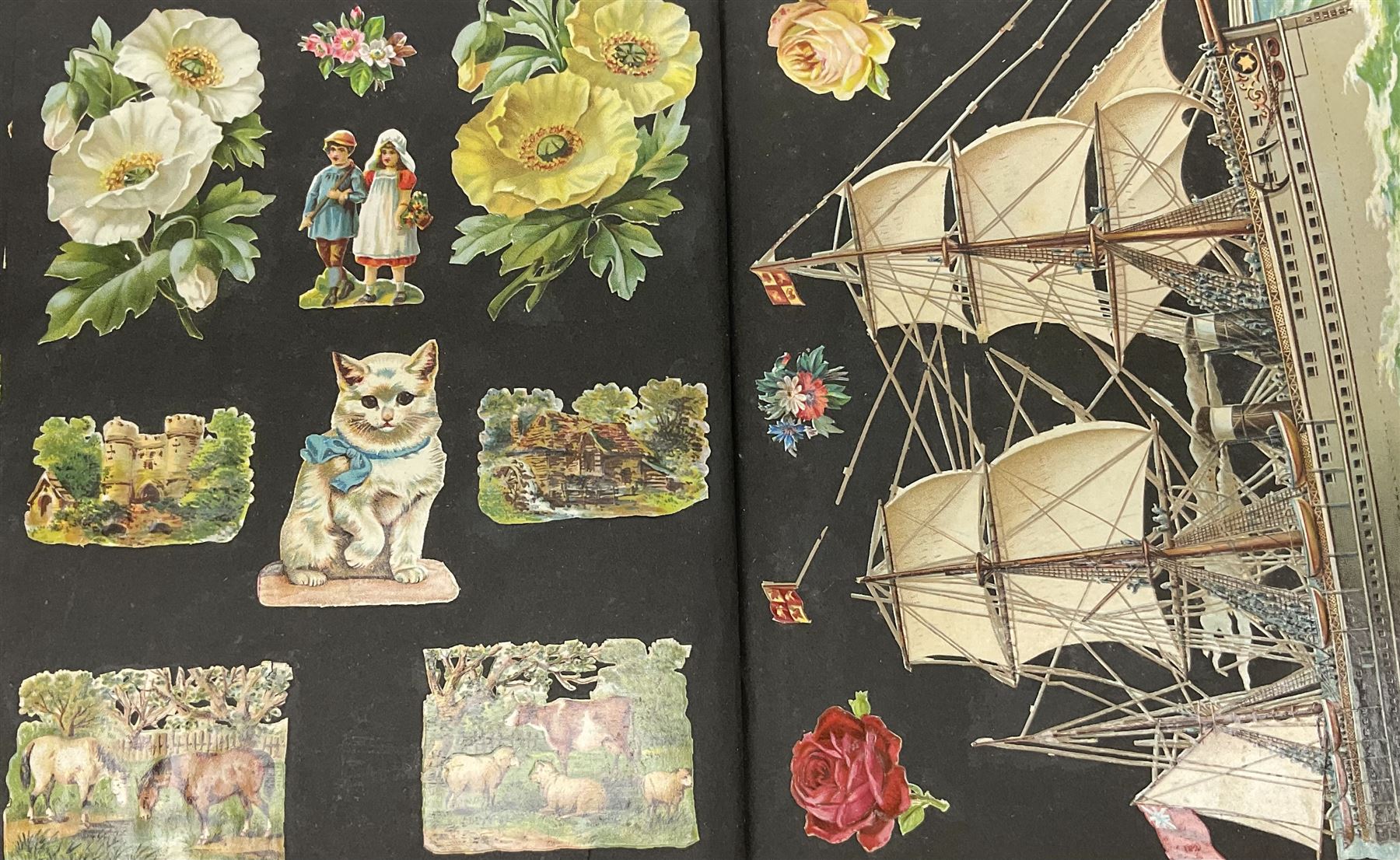 Victorian scrapbook containing twenty-six double sided pages and two fixed end pages of various fixe - Image 10 of 10