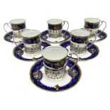 Set of six Bisto coffee cans and saucers