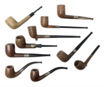Collection of eight silver mounted pipes