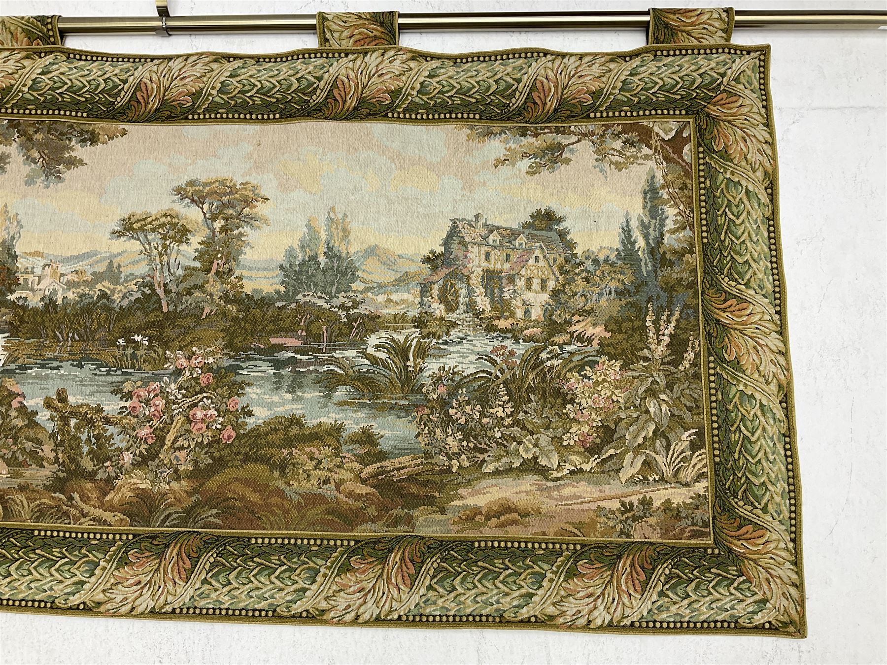 20th century tapestry style wall hanging depicting 17th century port scene - Image 10 of 18