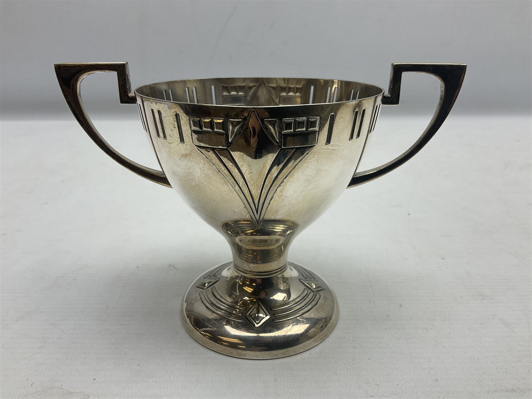 Pair of early 20th century WMF silver plated twin handled pedestal trophies - Image 3 of 8