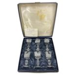 Set of six limited edition etched Caithness goblets