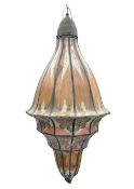 Arts and Crafts style pendant light fitting of stepped tapering form