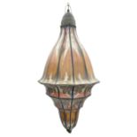 Arts and Crafts style pendant light fitting of stepped tapering form