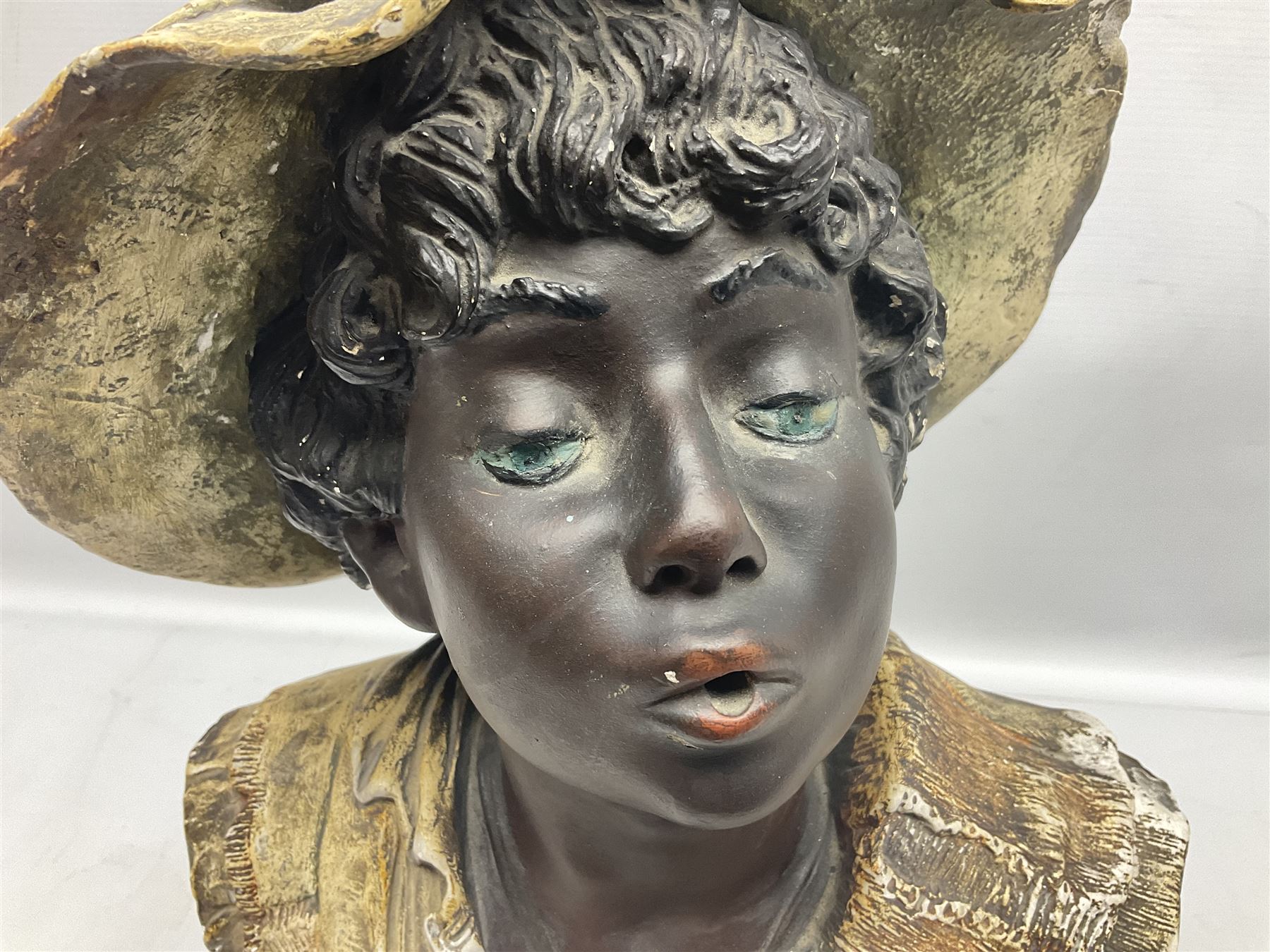 19th century plaster bust of a young boy wearing a hat - Bild 2 aus 14