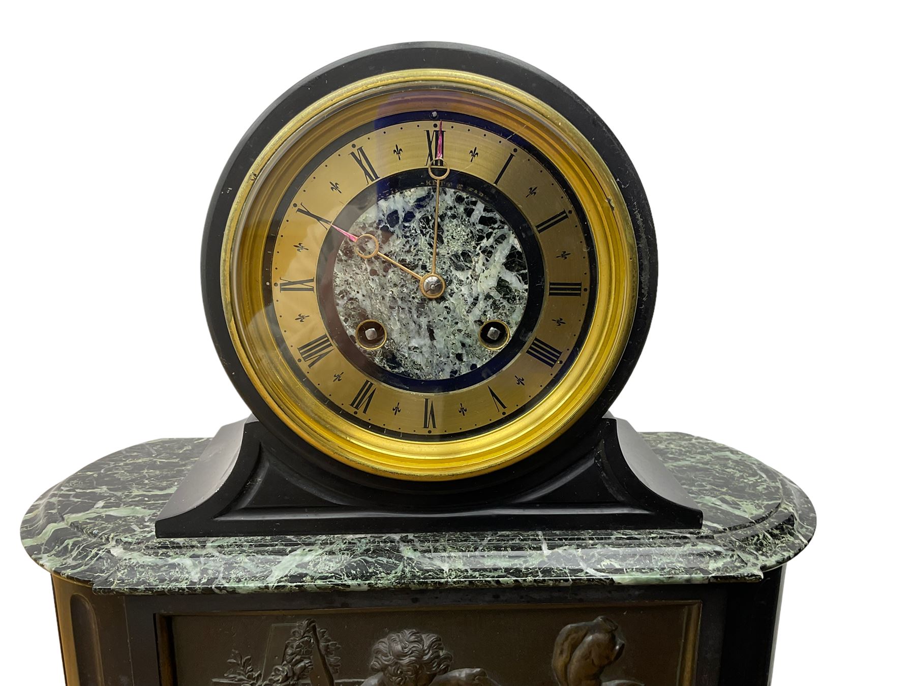 Martin Baskett & Martin - late 19th century Belgium slate and marble 8-day striking mantle clock - Image 2 of 6