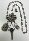 19th century continental silver plated chatelaine