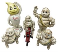 Five cast metal and painted promotional moneyboxes and figures