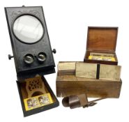Victorian tabletop stereoscope/postcard viewer of ebonised oblong form