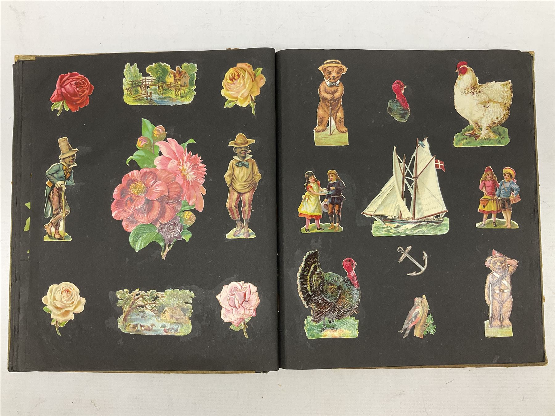 Victorian scrapbook containing twenty-six double sided pages and two fixed end pages of various fixe - Image 5 of 10