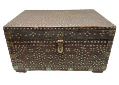 Mahogany chest covered with studded metal