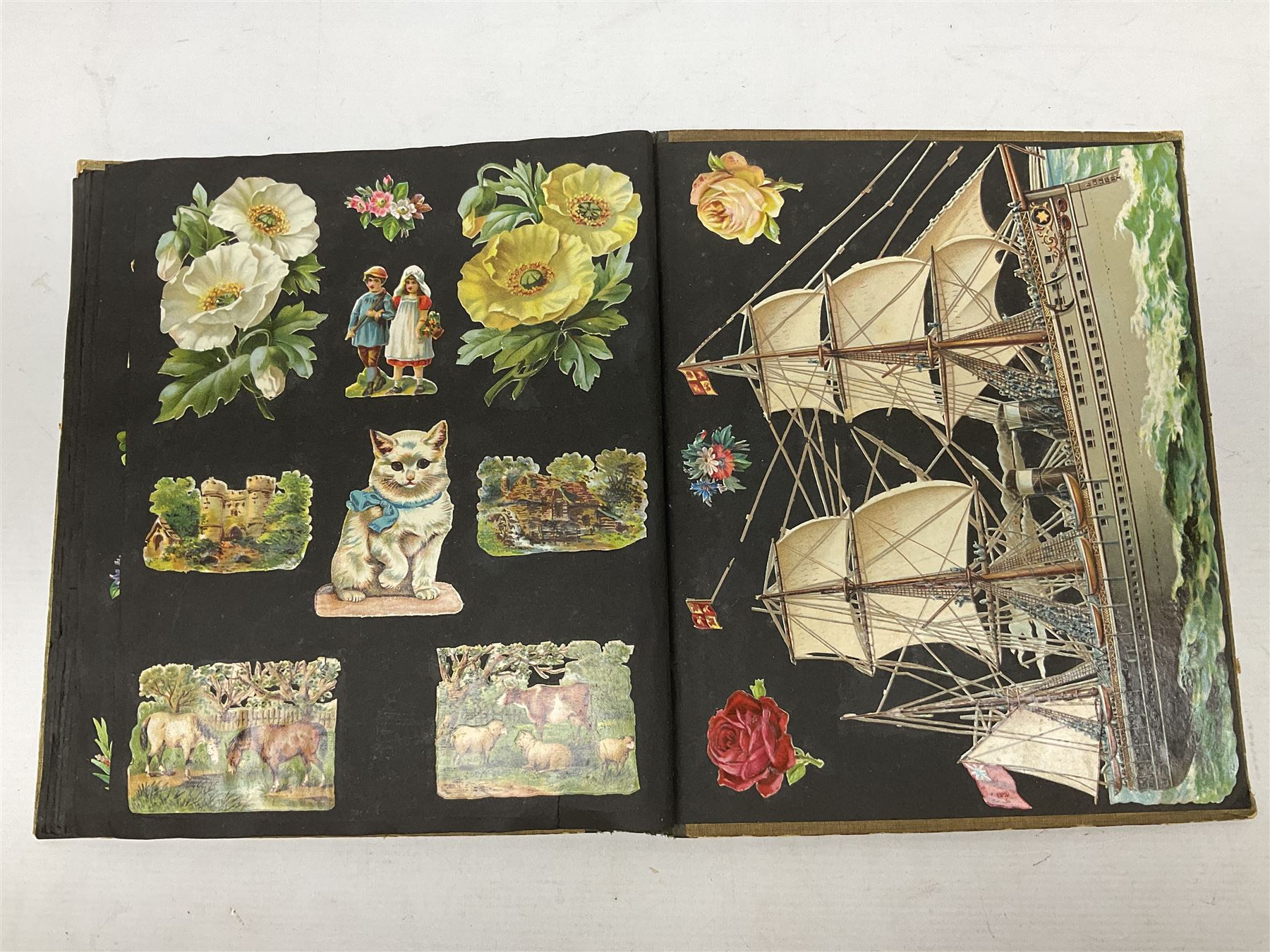 Victorian scrapbook containing twenty-six double sided pages and two fixed end pages of various fixe - Image 7 of 10