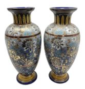 Edwardian pair of Doulton Lambeth stoneware vases