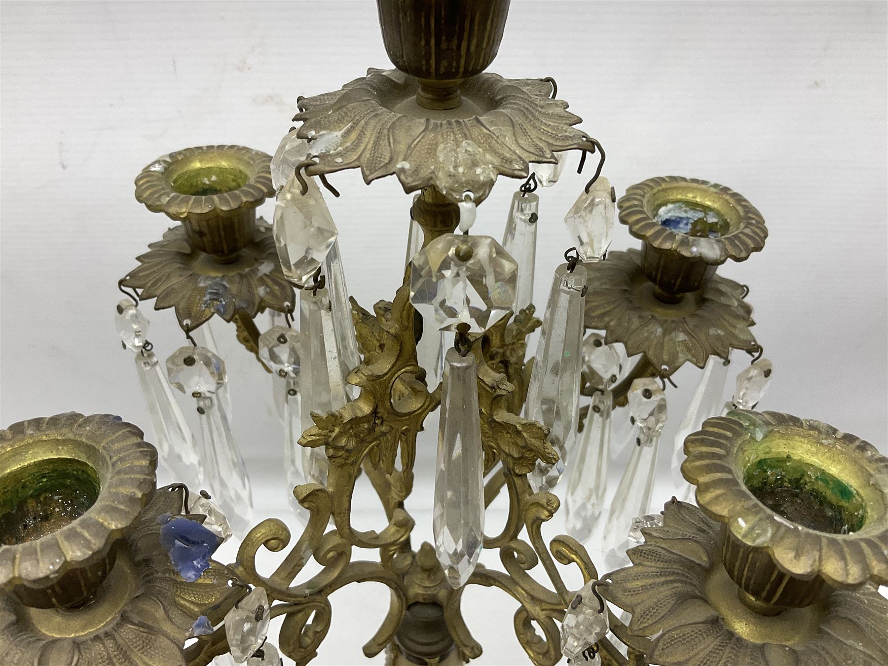 French brass and marble four branch candelabra - Image 3 of 13