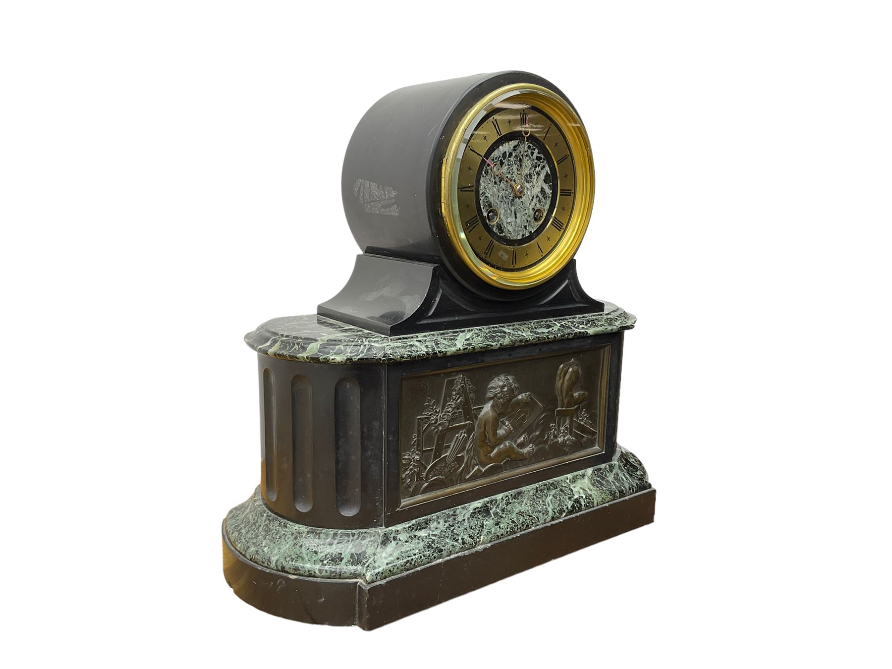 Martin Baskett & Martin - late 19th century Belgium slate and marble 8-day striking mantle clock - Image 3 of 6