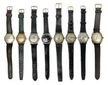 Two automatic wristwatches including Gerrard and Baronet and six manual wind wristwatches including