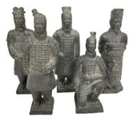 Set of five Chinese 'Terracotta Warrior' style figures