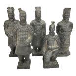 Set of five Chinese 'Terracotta Warrior' style figures