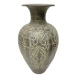 Large floor vase of tapering ovoid form with flared rim