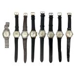 Eight manual wind wristwatches including Baume
