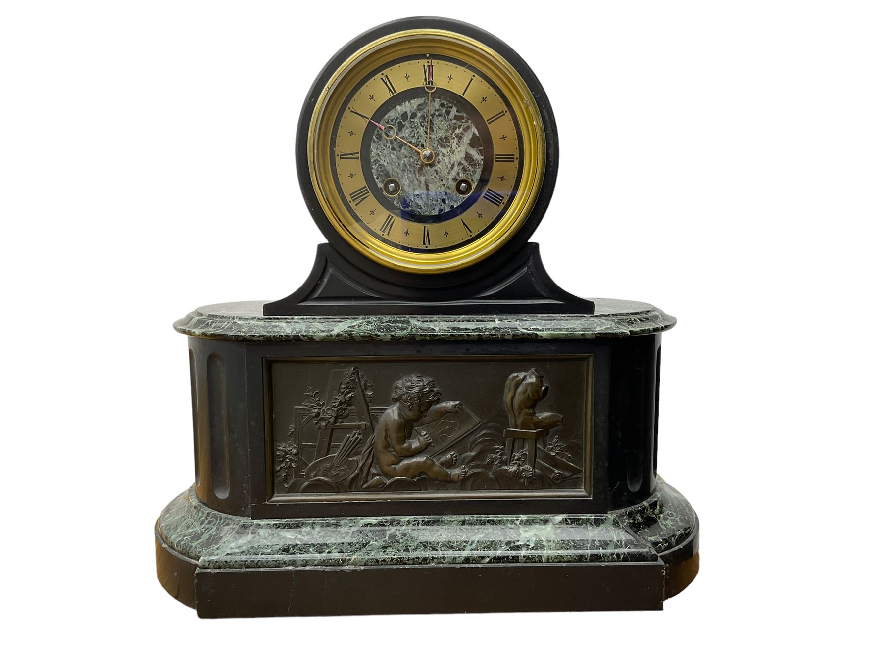 Martin Baskett & Martin - late 19th century Belgium slate and marble 8-day striking mantle clock