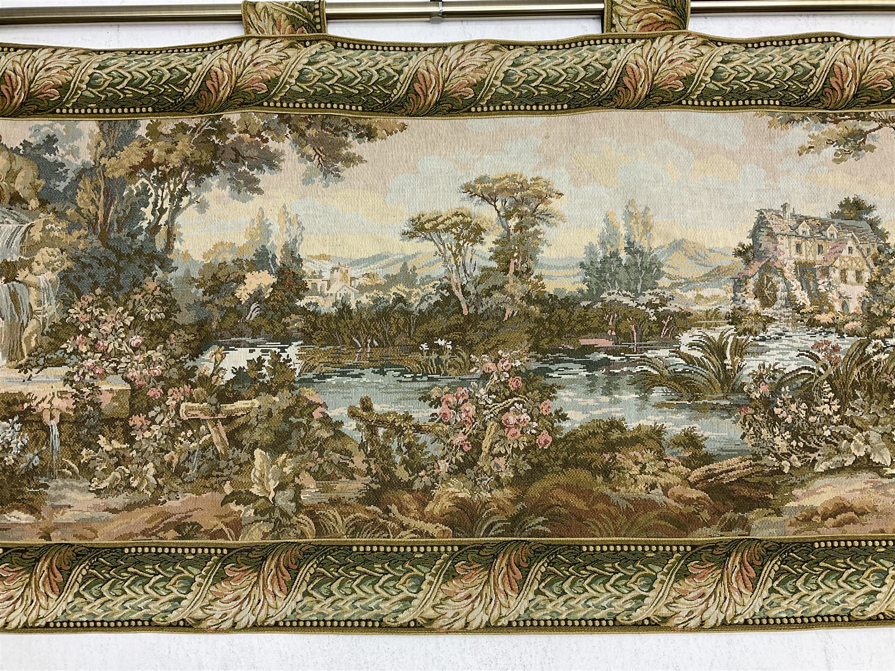 20th century tapestry style wall hanging depicting 17th century port scene - Image 9 of 18