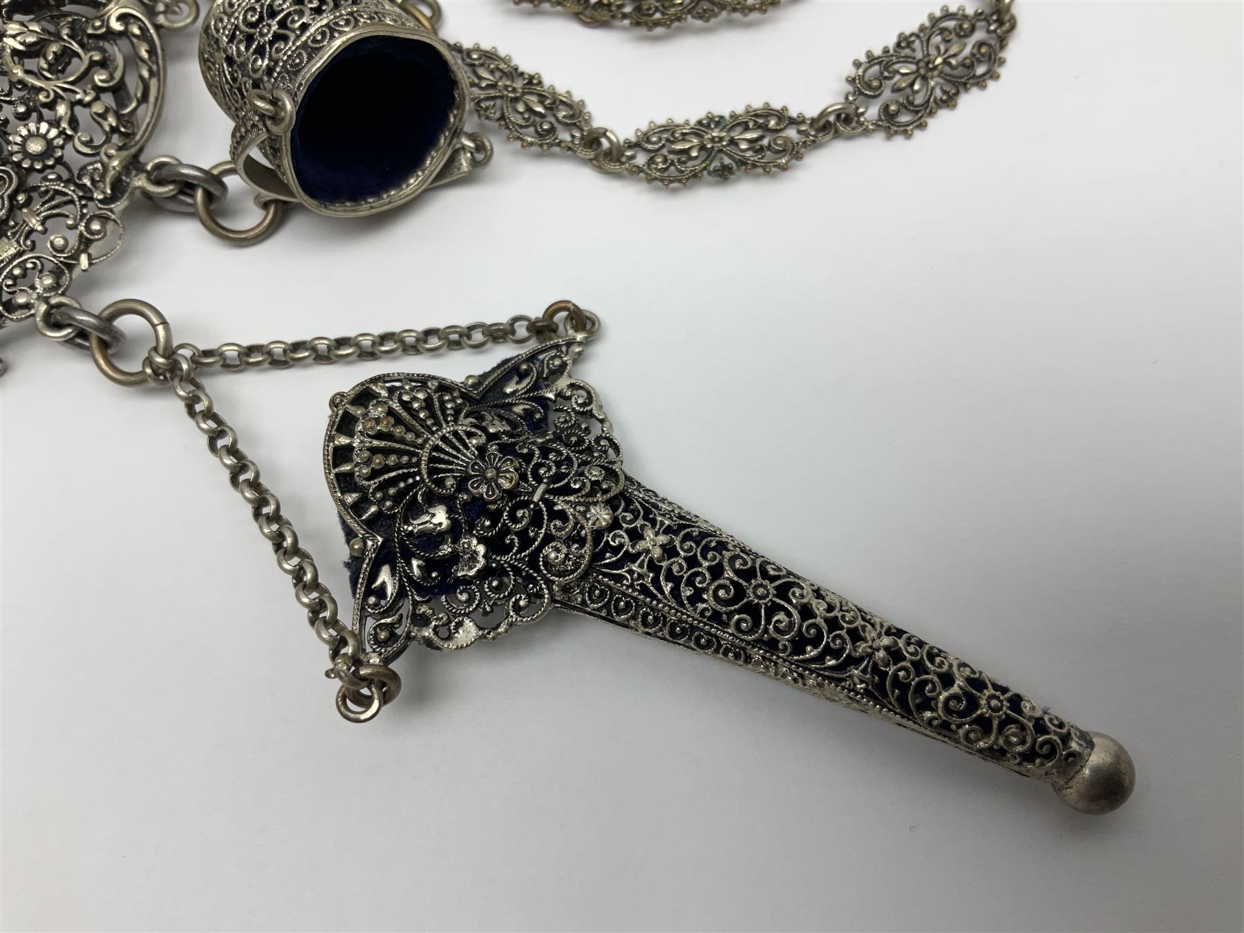 19th century continental silver plated chatelaine - Image 6 of 15