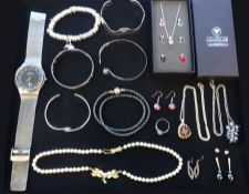 Collection of jewellery including four silver bangles