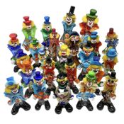 Large quantity of Murano glass clowns