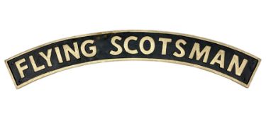 Cast iron Flying Scotsman arched railway type sign