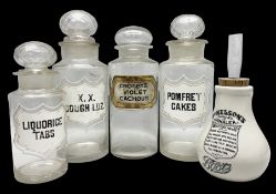 Four large late 19th/early 20th century apothecary jars