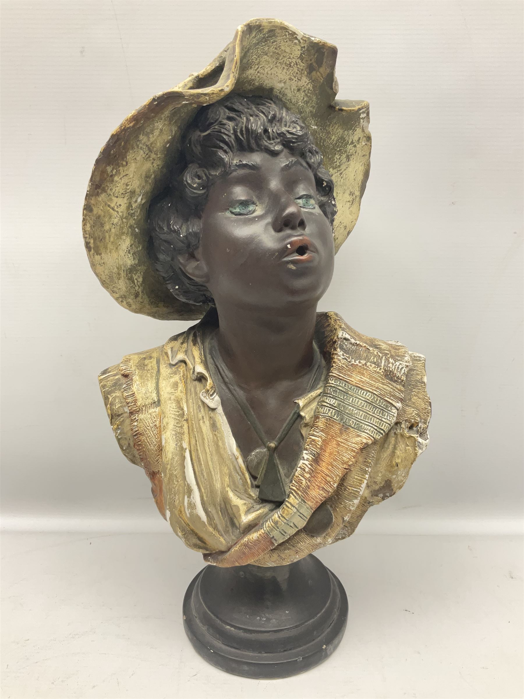 19th century plaster bust of a young boy wearing a hat - Bild 14 aus 14