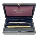 Hallmarked silver Yard-O-Led propelling pencil with engine turned decoration in original wooden box