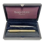 Hallmarked silver Yard-O-Led propelling pencil with engine turned decoration in original wooden box